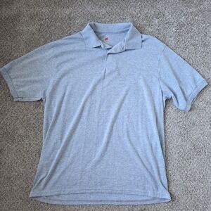 Hanes‎ Men's Polo Shirt Size L GRAY Comfort Blend EcoSmart